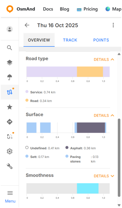 Edição de GPX na nuvem do OsmAnd Web