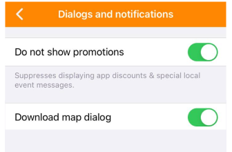 Diálogos de Configurações Gerais iOS