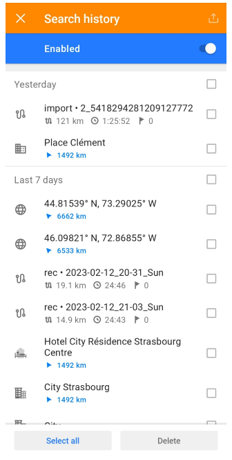 Histórico de Configurações Gerais Android