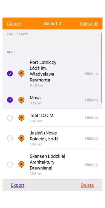 Histórico de Configurações Gerais iOS