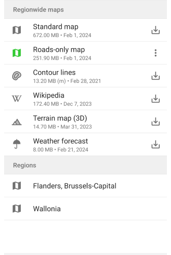 Mapas regionais Android