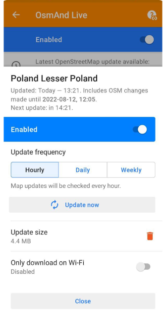Menu de mapas OsmAnd live editar Android