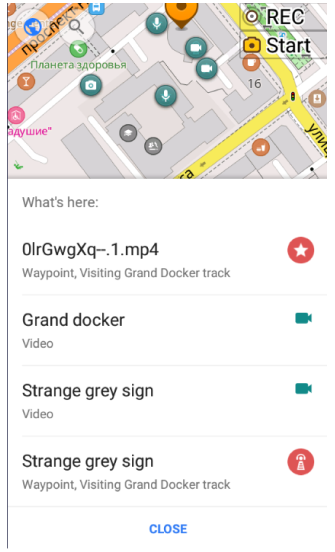 Notas e pontos de passagem no mapa
