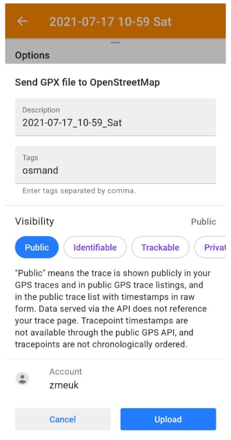 Plugin de edição OpenStreetMap GPX para OSM Android