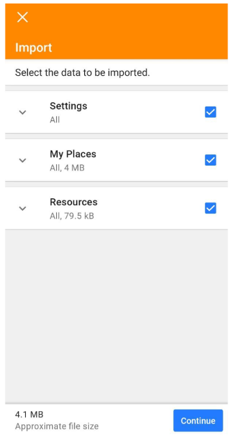 Perfis Ações Importar Android