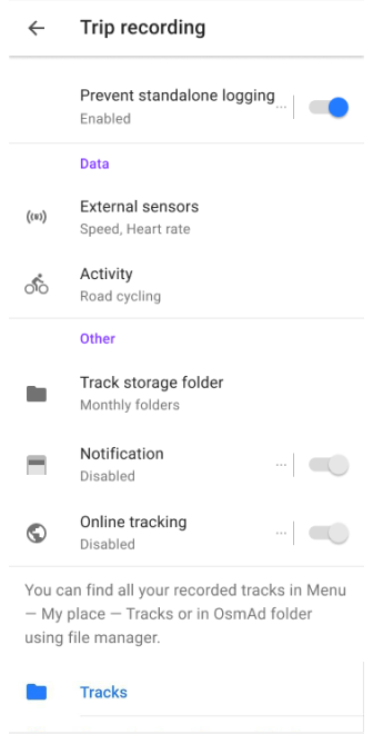 Configurando a gravação de viagem no Android