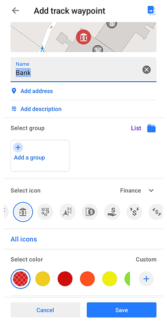 İz Yol Noktası Ekle Android