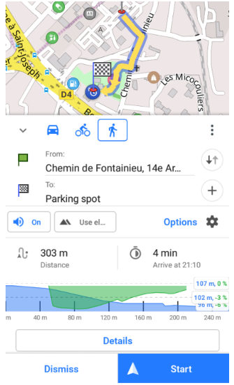 Android&#39;de Park noktasına gidiliyor