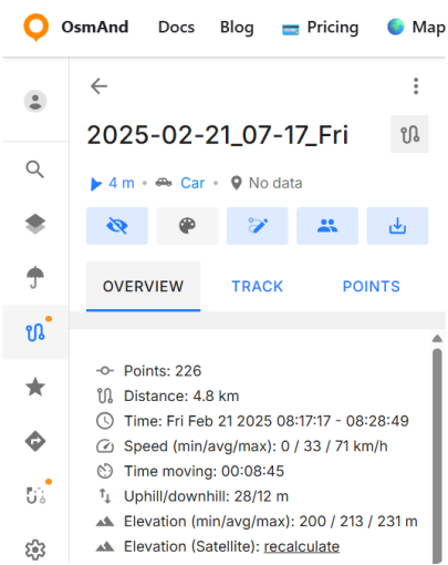 Configure map menu Tracks