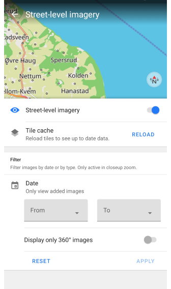 Mapillary eklenti filtresi Android