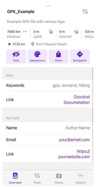 İz açıklaması iOS