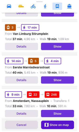 Шлях навігації громадським транспортом iOS