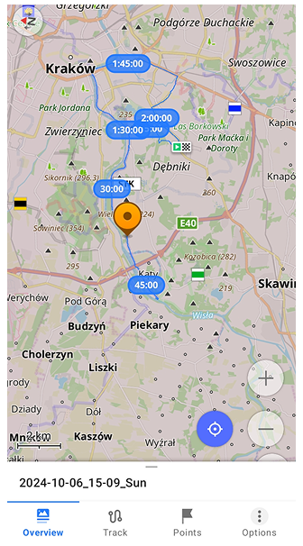 Мапа розділення треку за часом